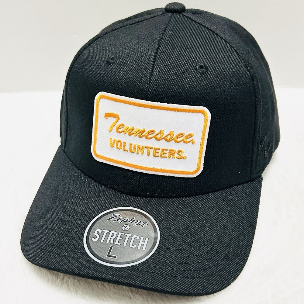 Zephyr Tennessee Volunteers Script Patch Hat Cap Stretch‎ Flex Large Black NCAA